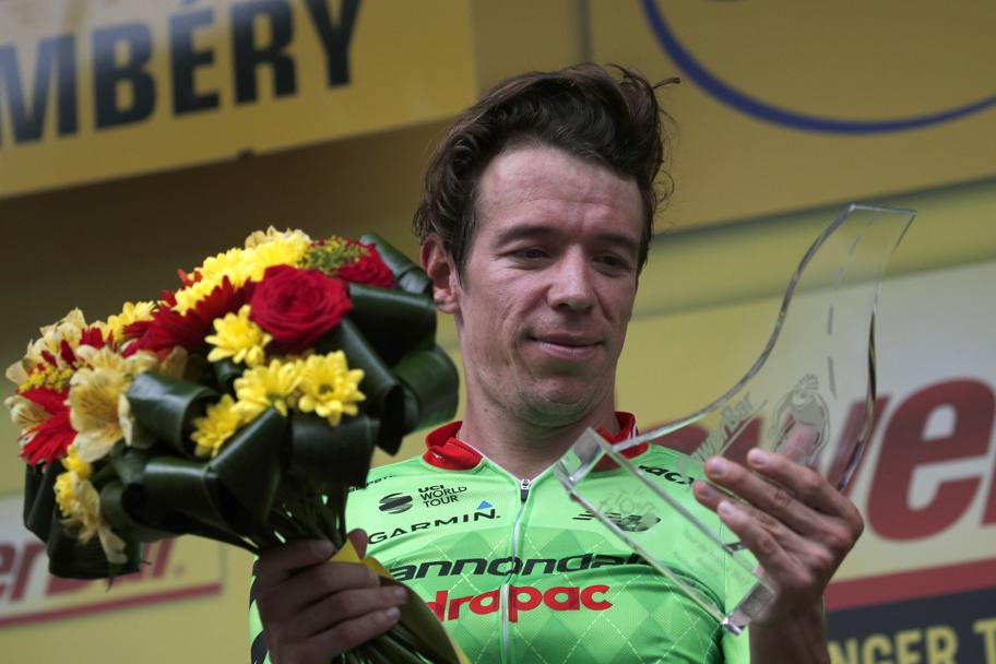 Rogoberto Uran, 30 anni, colombiano della Cannondale-Drapac, si gode la prima vittoria di tappa al Tour. Ap